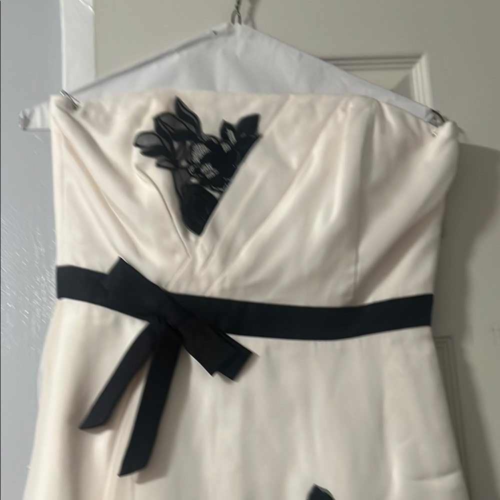 Elegant White Dress with Black Accents